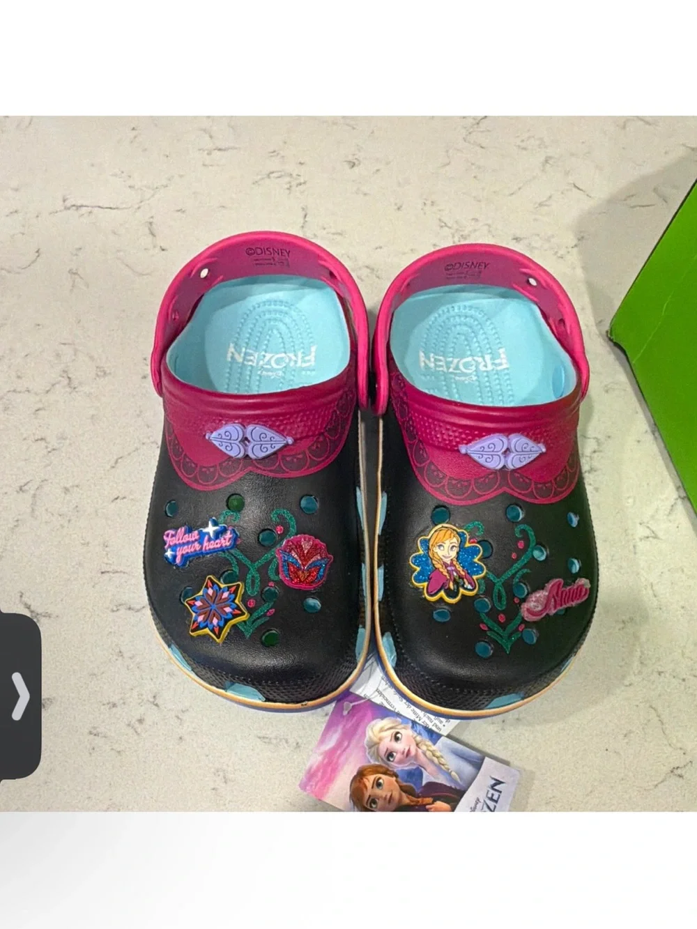 Disney Frozen Anna Black and Pink Kids Clog Shoes J4